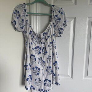 Medium Urban Outfitters Blue and White Romper